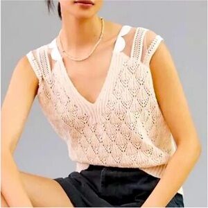 Anthropologie Lace Detail V-Neck Sweater